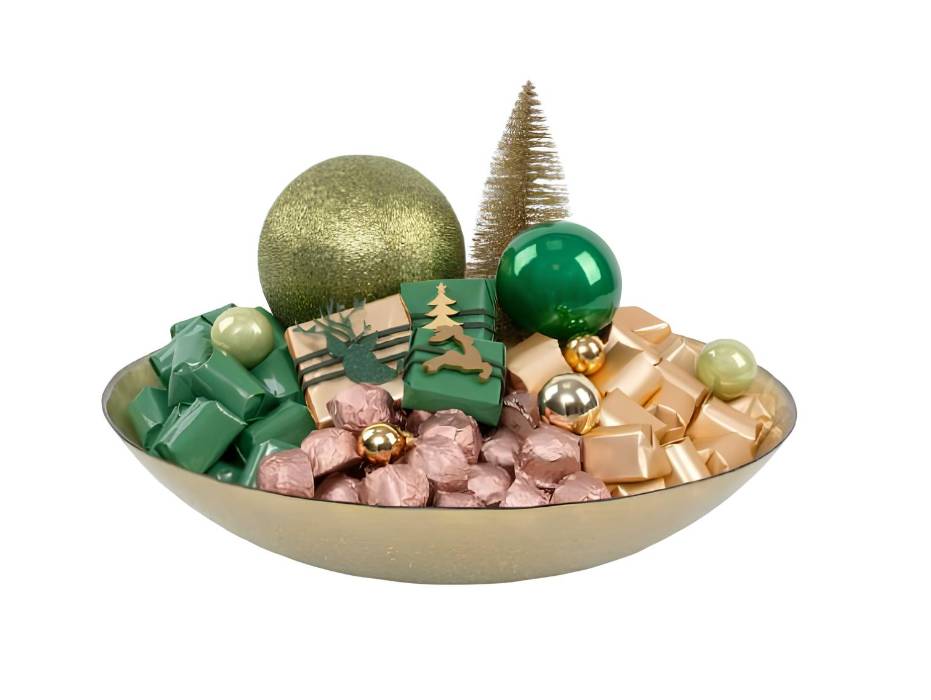 Patchi Glass Bowl - Gold & Green 1595g (33 x 33 x 7 cm)
