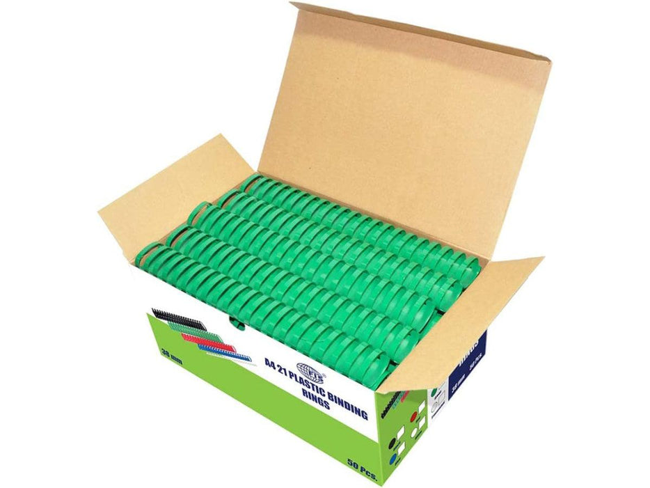 FIS 38mm Comb Binding Rings 50/Box, Green - Altimus