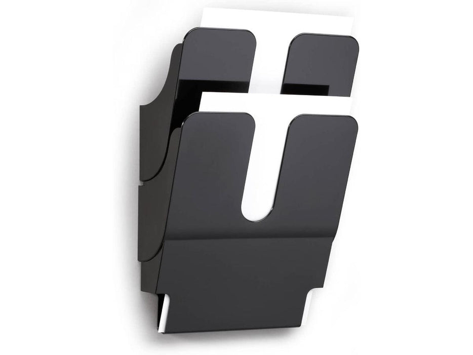 Durable Flexiplus 2 A4 Landscape, Wall Mounted Brochure Holder, 2 Tier, Black - Altimus