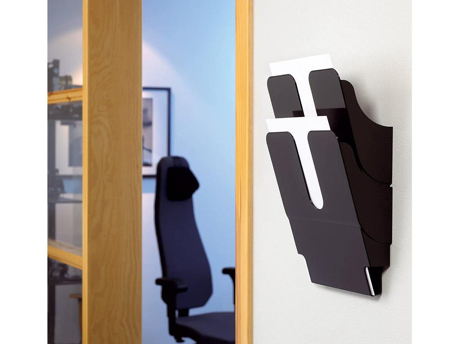 Durable Flexiplus 2 A4 Landscape, Wall Mounted Brochure Holder, 2 Tier, Black - Altimus