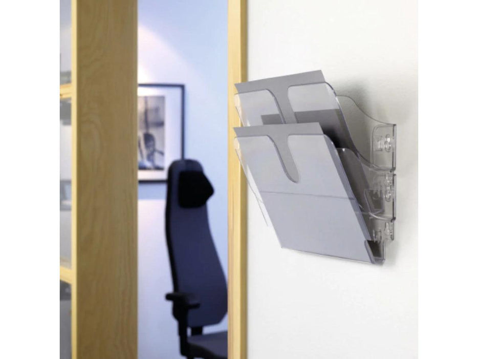Durable FLEXIPLUS 2 A4 Landscape, wall mounted Brochure Holder, 2 Tier, Transparent - Altimus