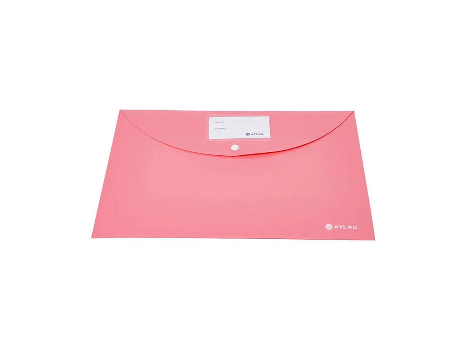 Atlas Document Bag Opaque with Name Card & Button, Red Color, F/S, 12pcs/pack, ( AS-F10052 ) - Altimus