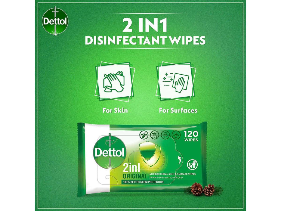 Dettol Original Anti-Bacterial Multi Use Wipes 120 Count - Altimus