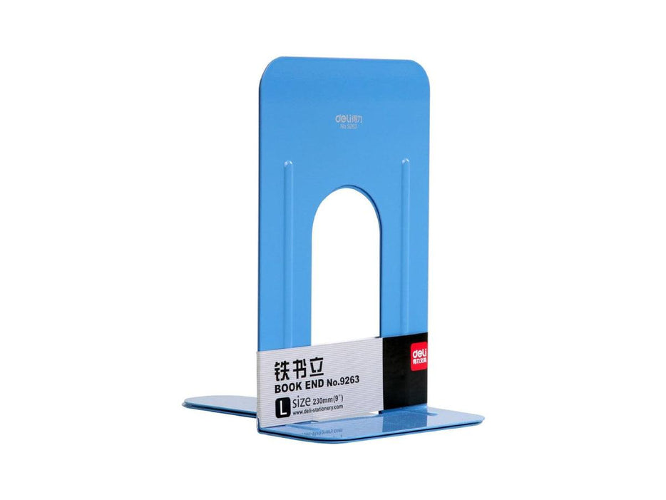 DELI 9263 Metal Book Ends, 9 inches, 51x32.5x21cm, 2pcs/set, Blue - Altimus