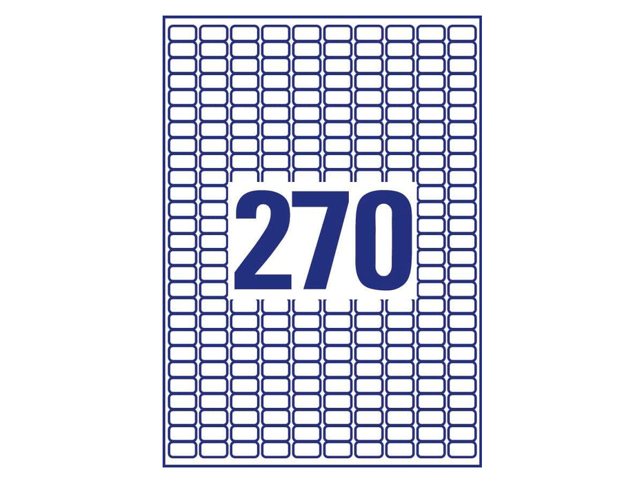 Avery L4730REV-25 Self-Adhesive Removable Mini Labels, 270 Labels Per A4 Sheet, 17.8 x 10 mm