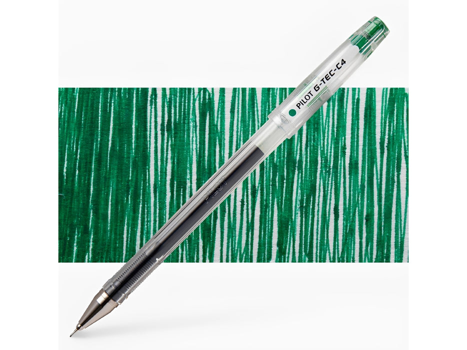 Pilot GTec C4 Gel Ink Rolling Ball Pens, Ultra Fine Point (0.4mm),Green 12 Pcs/box