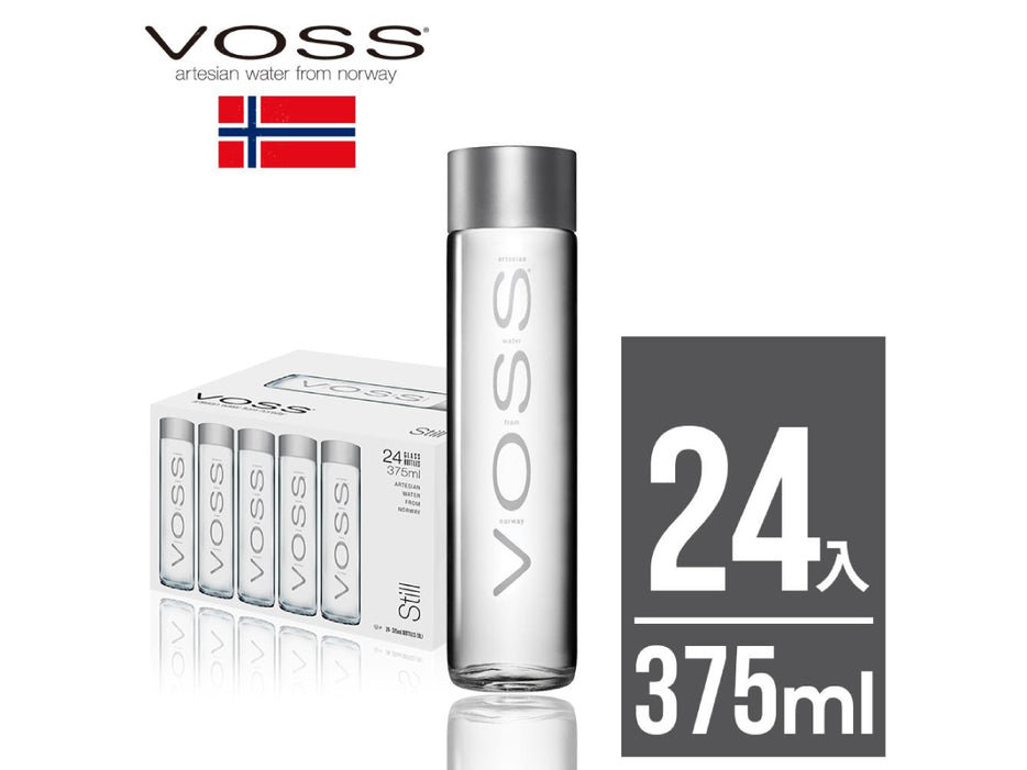 Voss Still Water Glass Bottles, 24 x 375ml