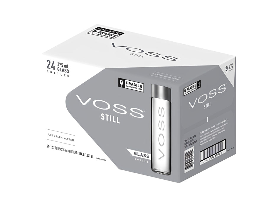 Voss Still Water Glass Bottles, 24 x 375ml