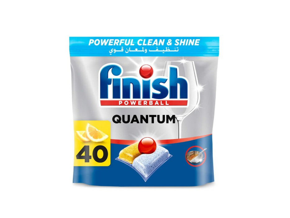 Finish Powerball Quantum All in 1 Lemon Sparkle Dishwasher Detergent Tablets, 40 Tabs