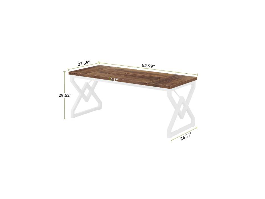 Tribesigns 160cm Office Desk, Large Executive Computer Desk with Metal Frame, Ergonomic Writing Desk Computer Workstation, Modern Wood Computer Desk for Home Office