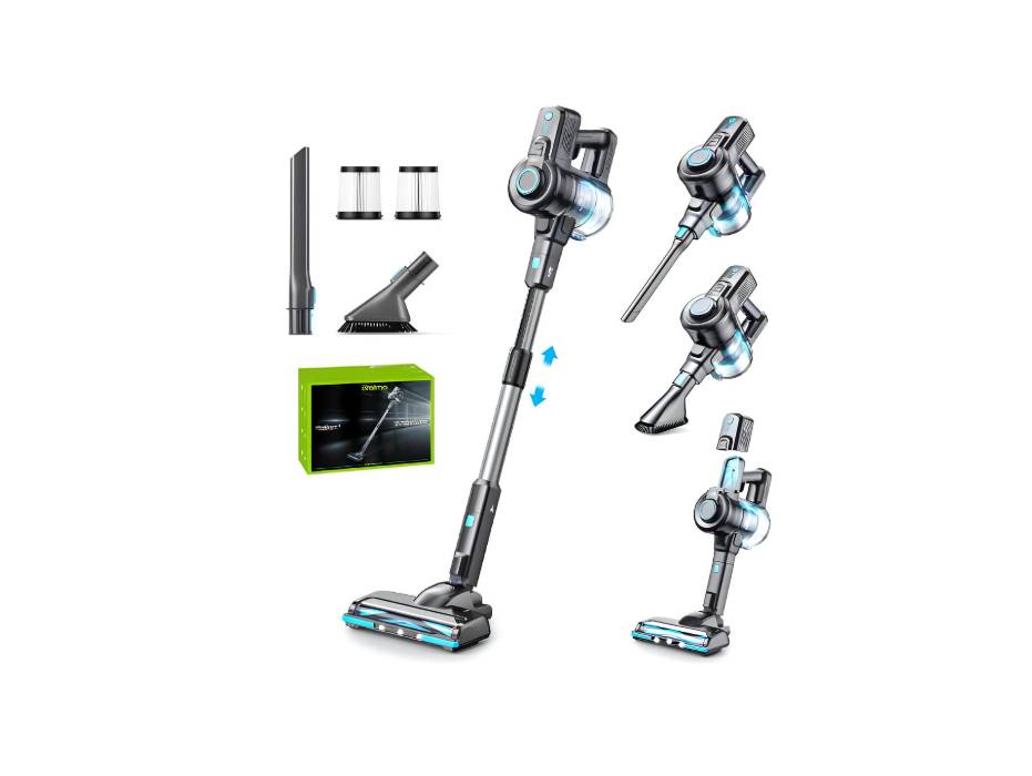 Oraimo Stick Cordless Vacuum Cleaner with Self-Standing, 35 Mins Runtime Detachable Battery, 6 in 1 Lightweight Vacuum with LED