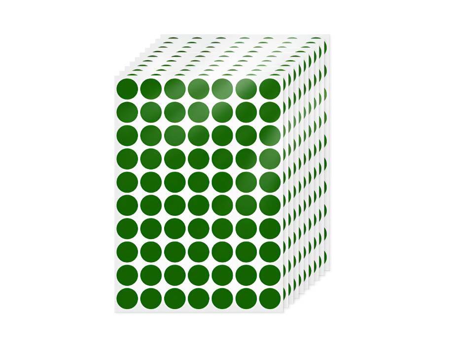 Round Labels, Dots, 19 mm, Green, 700/pack