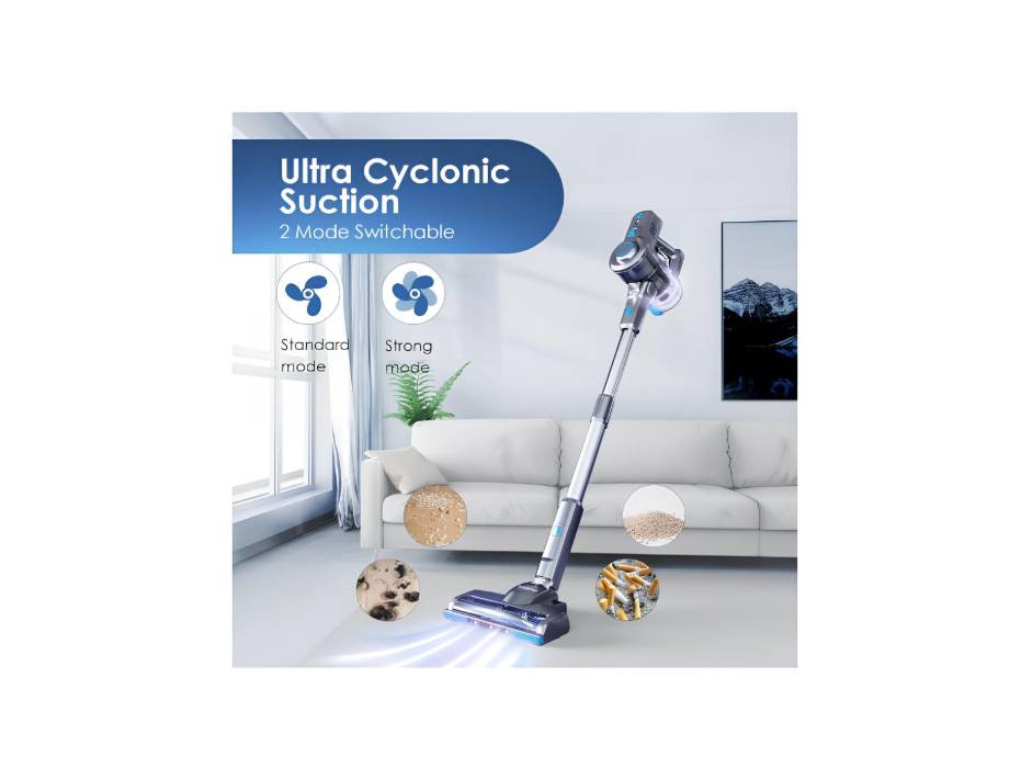 Oraimo Stick Cordless Vacuum Cleaner with Self-Standing, 35 Mins Runtime Detachable Battery, 6 in 1 Lightweight Vacuum with LED