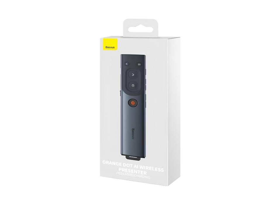 Baseus Orange Dot Red Light Multifunctional Wireless Remote Presenter, Rechargeable, for PC/Mac/Android/iOS (With AI)