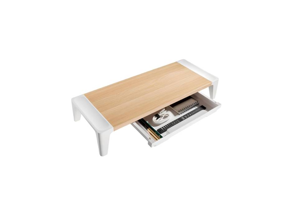 Navodesk Premium Wooden Monitor Riser With Drawer, Minimalistic Monitor Stand