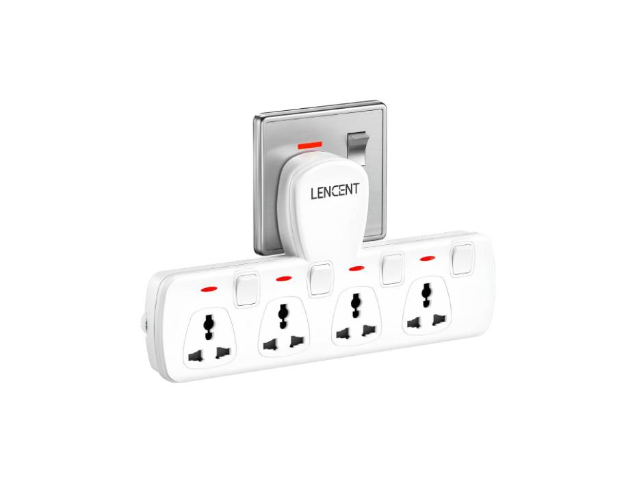 LENCENT Multi Plug Extension Socket, 4 Way Electrical Outlet Extender