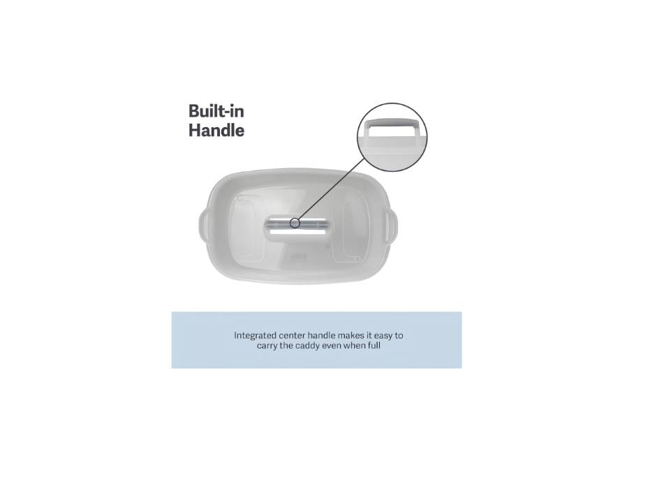 Cleaning Handle Bucket Rectangular Storage Caddy, Clear/Silver, 1.5 Gallons, Translucent