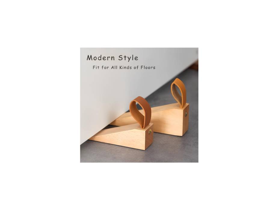 COOLive Non-Slip Wooden Door Stopper - Pack of 2