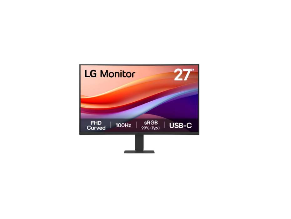 LG 27U421A‑B 27″ FHD (1920×1080) Curved VA Monitor, 100 Hz, 5 ms, HDR10, USB‑C (15 W PD) + HDMI, 3‑Side Borderless, Tilt Stand
