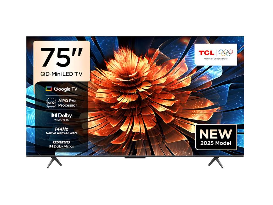 TCL 75Q6C 75 Inch Smart TV 4K QD-Mini LED Colorful Quantum Crystal HDR 10+ Gaming Google TV, 144Hz Native Refresh Rate, ONKYO 2.1 Hi-Fi, Dolby Atmos, AI Mode