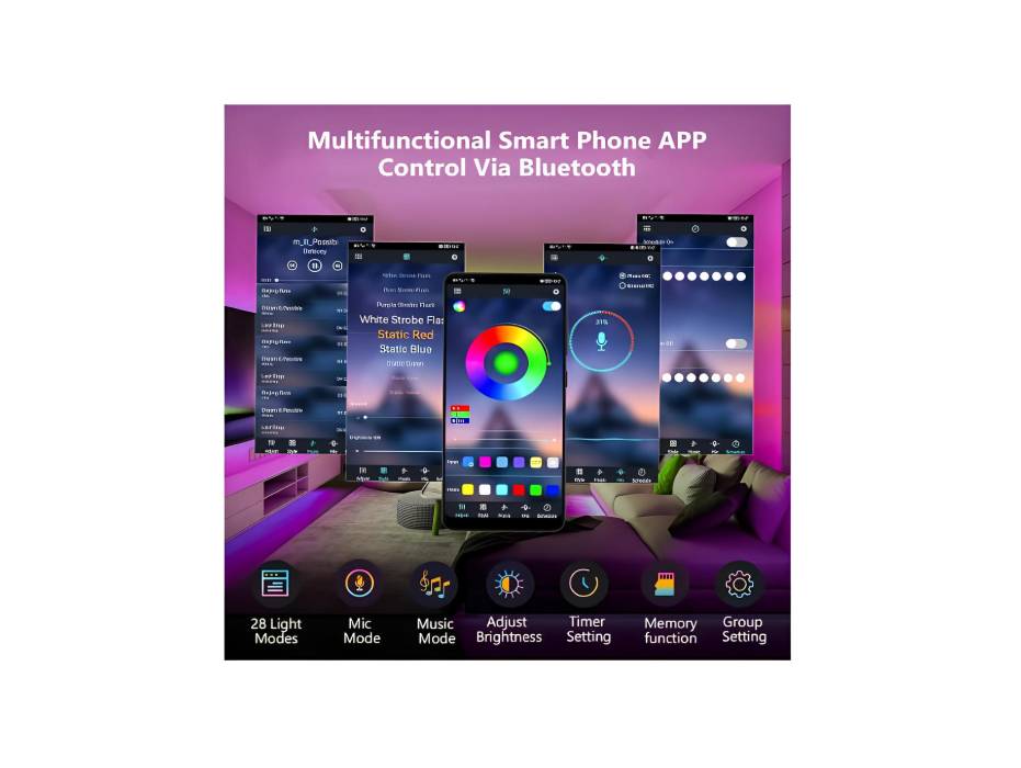 Cozylady 15m Smart LED Strip Lights - App Controlled LED Light Strips - 50ft RGB Music Sync LED Lights Strip for Bedroom Decor, Room Decor, Children's Room