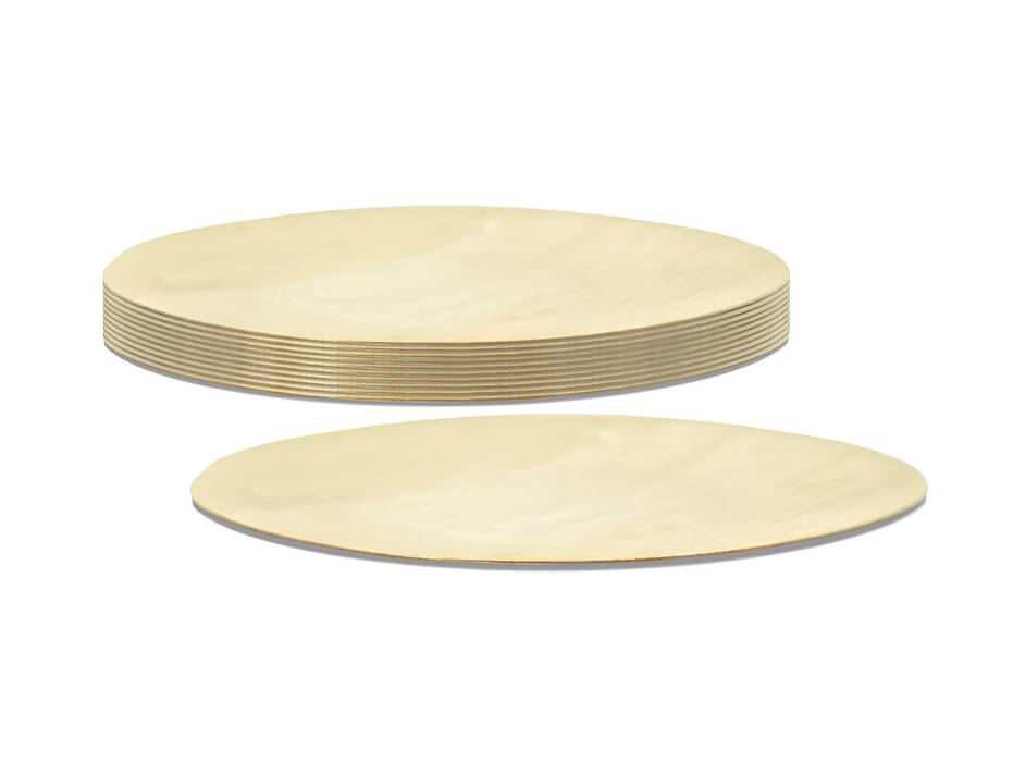 Fun Wooden Round Plates Ø5.6in, Pack of 10