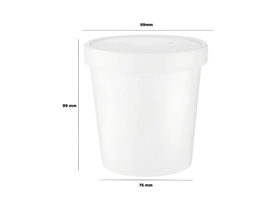 White Paper Bowl with Paper Lid, 12oz (Pack of 250)