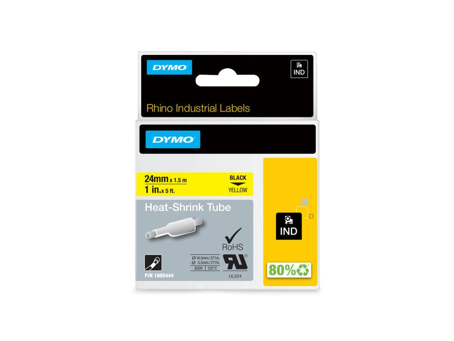 Dymo 1805444 Heat Shrink Tube, 24mm, Black On Yellow - Altimus