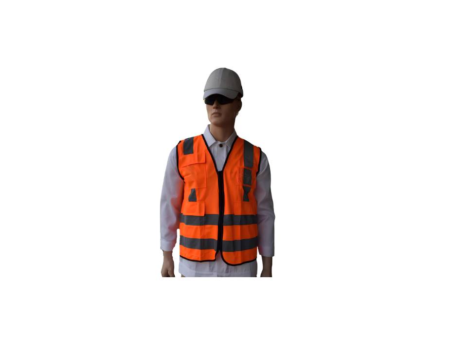 EMPIRAL BRIGHT ID, Four Pocket Vest + ID Pocket, Orange, Medium