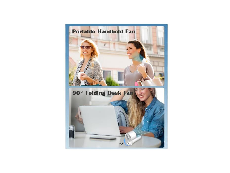 Handheld Fan with Cold Compress Function, Foldable, Rechargeable Fan with 4000mAh Battery, 5 Speeds LED Digital Display