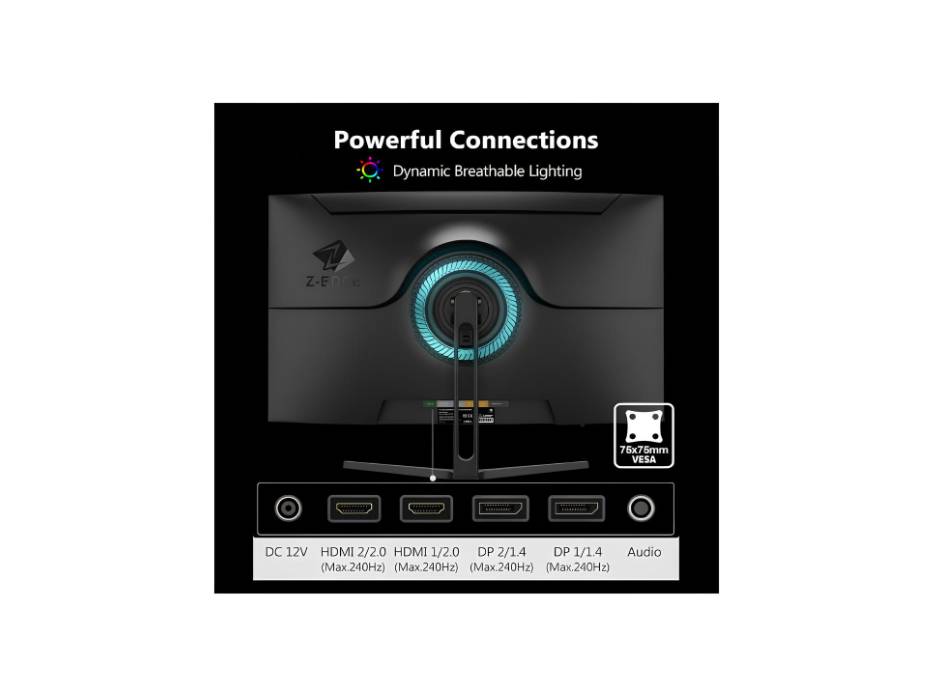 Z-EDGE 32-inch Curved Gaming Monitor - 16:9 Full HD 1920x1080, 240Hz High Refresh Rate, 1ms Ultra - Fast Response Time, Frameless, AMD FreeSync Premium - DisplayPort & HDMI Ports UG32P