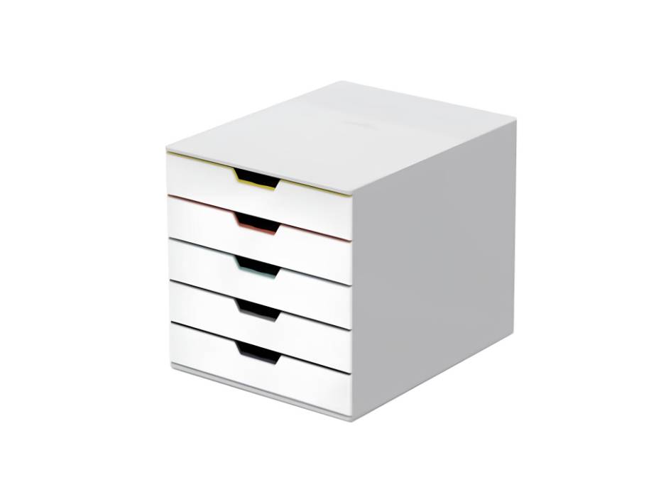 Durable Varicolor Mix 5 - File Cabinet With 5 Colorful Drawers, White/Light Grey