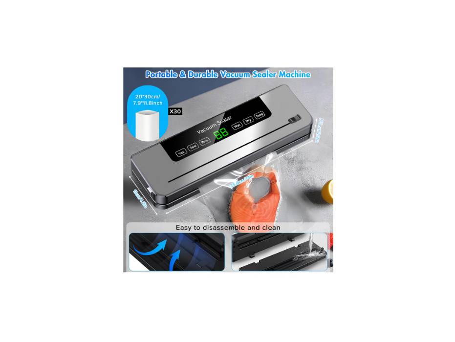 Necomi Vacuum Sealer, 6-in-1 Automatic Sealing Food Saver Machine, Dry & Moist Sealing Modes, Built-in Cutter, for Food Fresh and Storage