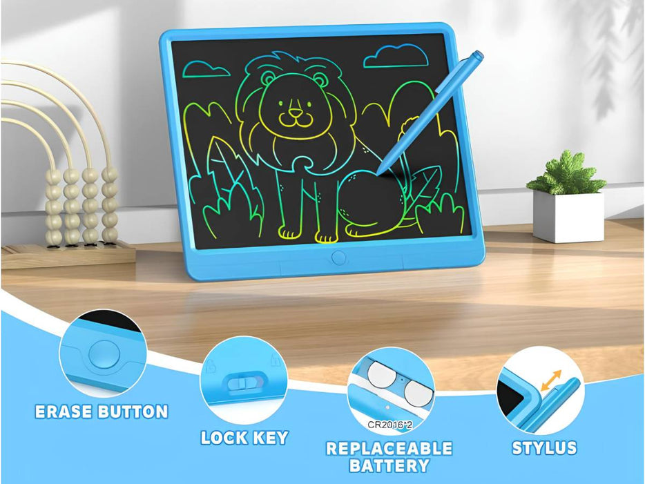 TUGAU LCD Writing Tablet 15 Inch, Colorful Doodle Board Drawing Pad, Magic Drawing Tablet