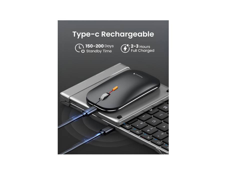 ProtoArc Foldable Keyboard and Mouse, XKM01 True Full-Size Folding Keyboard, 2.4G+Dual Bluetooth Portable Mouse Keyboard