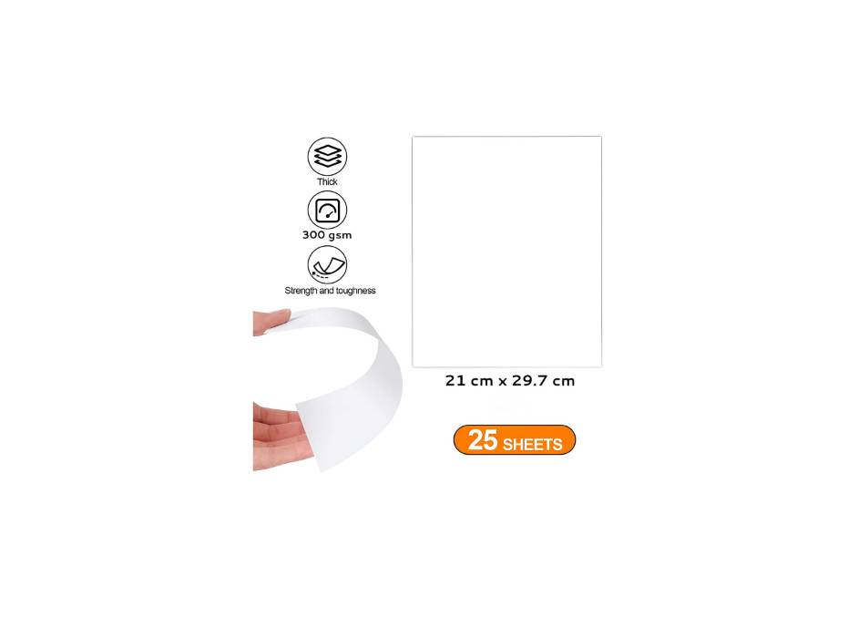 Cardstock, A4,300gsm, White, 25sh/pkt