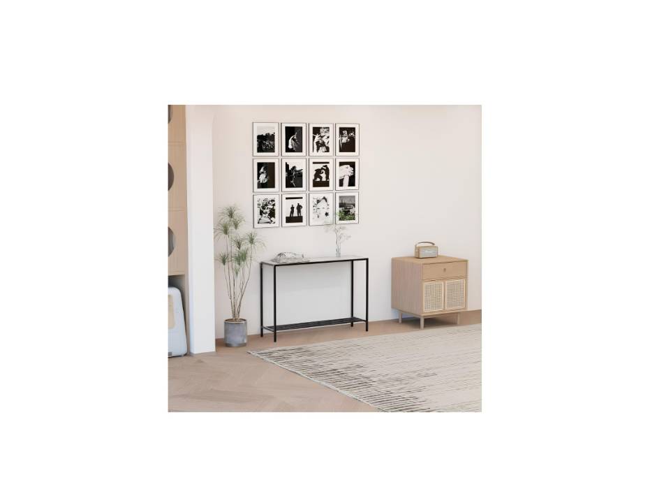 RIGID Console Table with Storage | Slim Modern Side Table | Sturdy Wooden Coffee End Table for Home and office (76H x 106W x 30D CM)