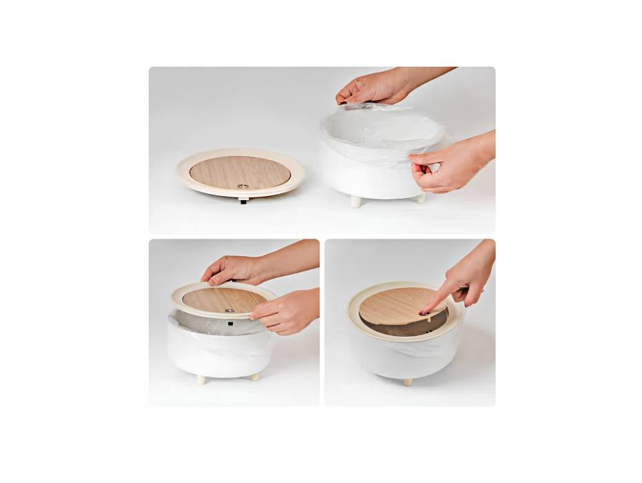 Nordic Small Trash Bin with Lid for Home and Office, 2 Liters Round