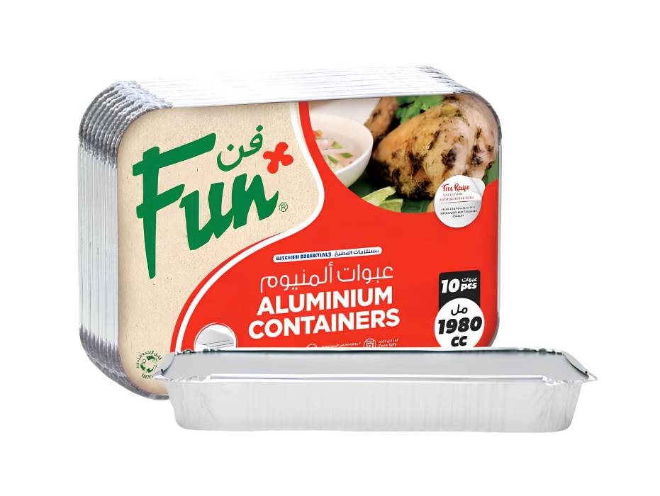 Aluminium Containers With Paper Lids 1980cc, Pack of 10