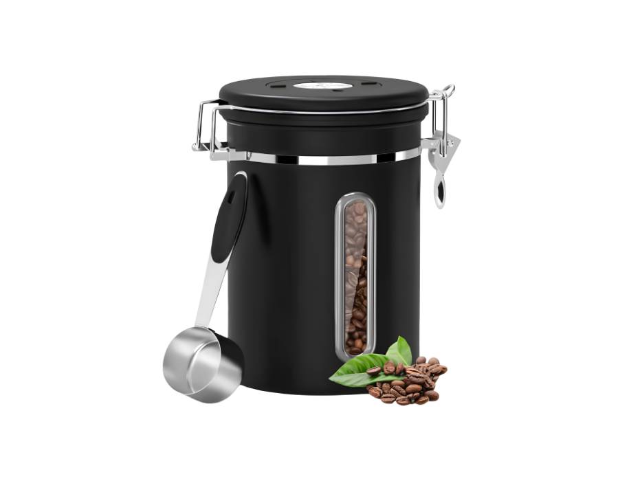 Airtight Coffee Canister, 1.8 Liters, Black