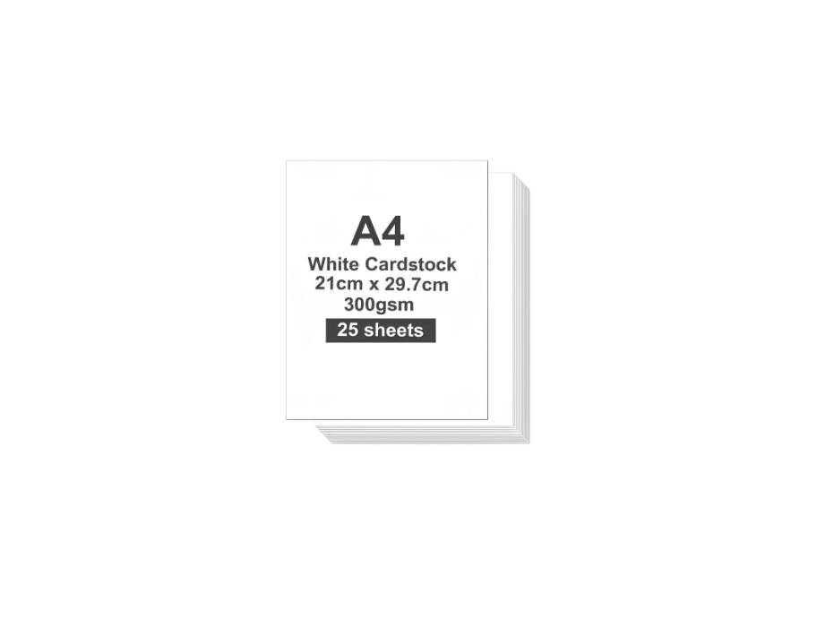 Cardstock, A4,300gsm, White, 25sh/pkt