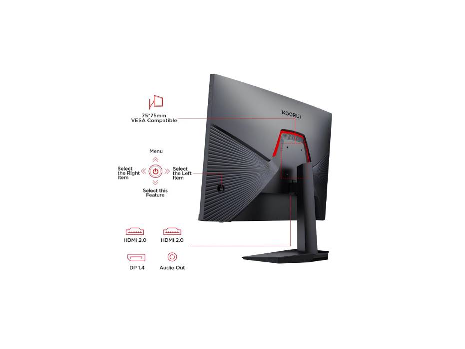 KOORUI Gaming Monitor, 27" 200Hz Fast IPS, FHD HDR400 Display Computer Monitor, 1ms PC Screen, 90% DCI-P3, Adaptive Sync, 75x75 mm VESA Mountable, Tilt Adjustable, HDMI 2.0, DP 1.4