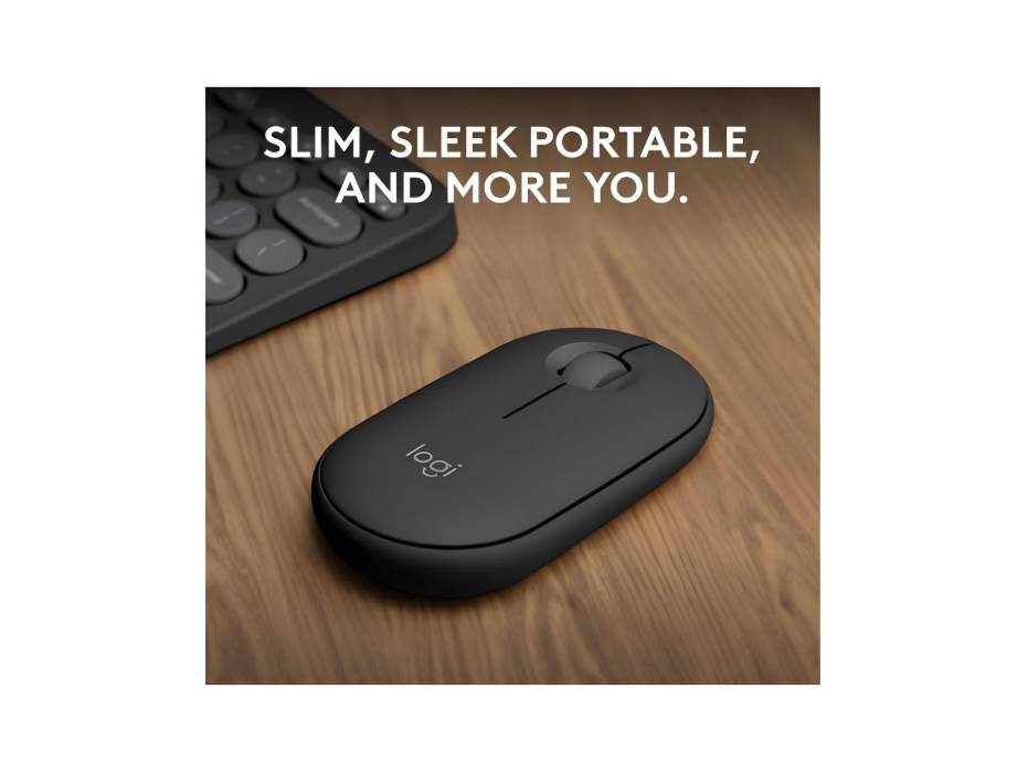 Logitech Pebble Mouse 2 M350s Slim Bluetooth Wireless Mouse, Graphite