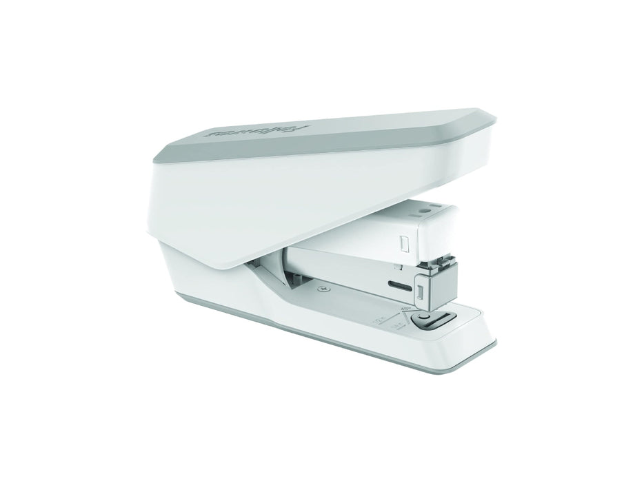 Fellowes LX840 Easy-Press Half Strip Stapler with Antibacterial Microban Technology, 25 Sheet Capacity, White