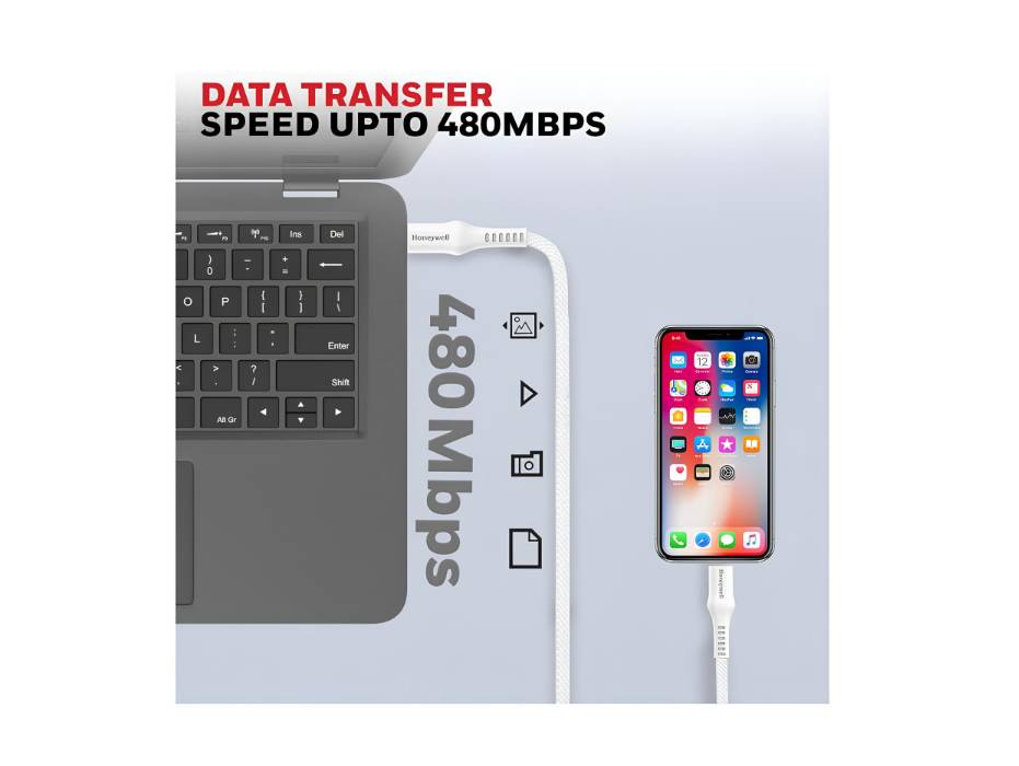 Honeywell USB Type C to Type C Cable, PD 60W, 1.2Meters, White