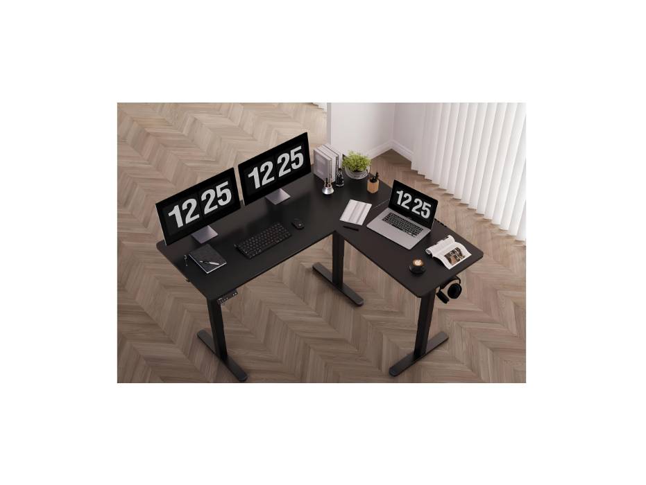 Claiks 63x55 inch L Shaped Standing Desk, Dual Motor Electric Corner Standing Desk with Adjustable Height, Black
