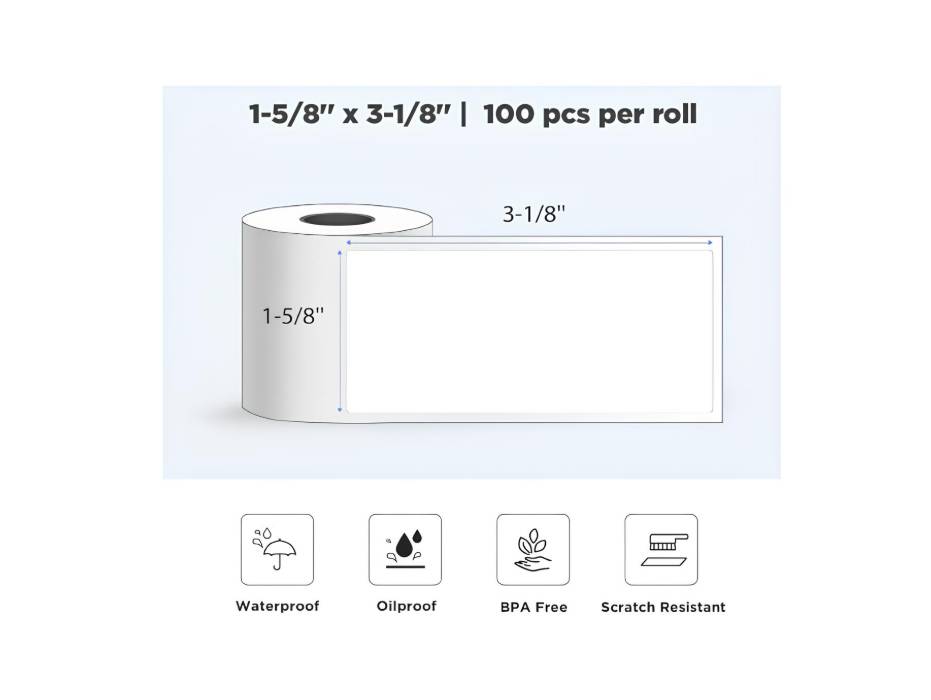 SUPVAN T50M Pro/Plus Label Tape, Thermal Multi-Purpose Labels for Home, School, Office, 1.57 in x 3.15 in, 100 Labels/Roll (White)