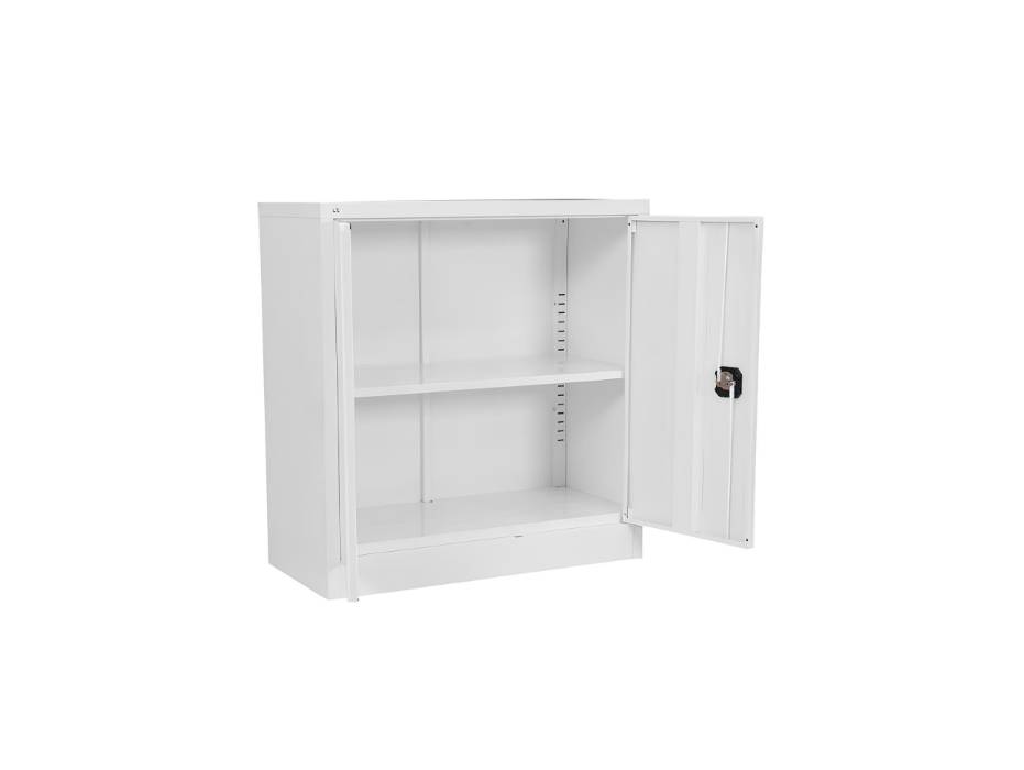 RIGID Office Cupboard Low Height, Steel Filing Cupboard, Cabinet with Shelves Storage Compartment, White