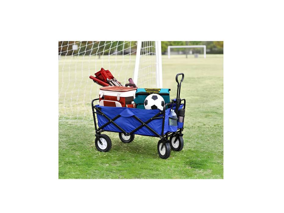 CRONY TC3015 Folding Cart Heavy Duty, Folding Wagon Utility Shopping Outdoor Cart, 80kg Capacity | Blue