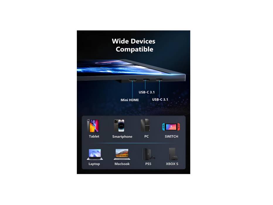 MagicRaven Portable Gaming Monitor, 16.1" 2.5K 144Hz Laptop Monitor, Slim Lightweight Dual USB C HDMI